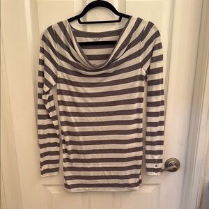 LOFT Gray/White Striped Women's Blouse